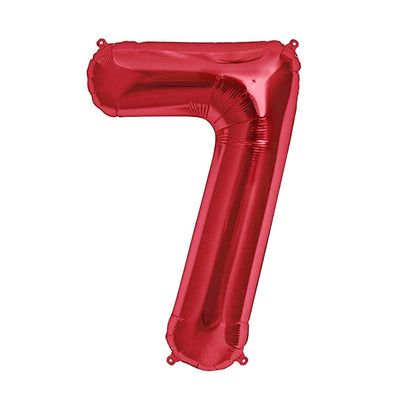Happy Birthday Party Decoration Foil Balloon Number 7 - Red - 32 Inch