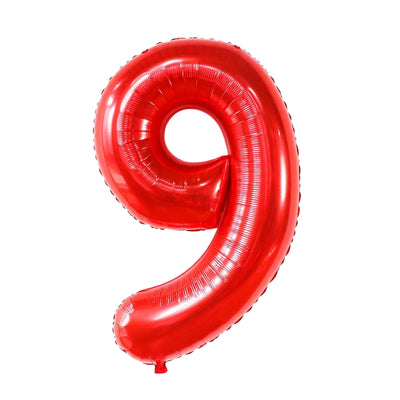 Happy Birthday Party Decoration Foil Balloon Number 9 - Red - 32 Inch
