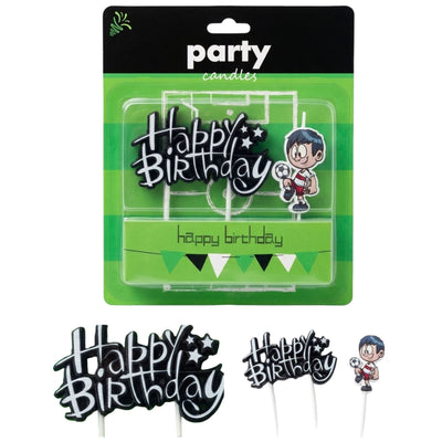 Foot Ball Themed Happy Birthday Cake Candle - Set