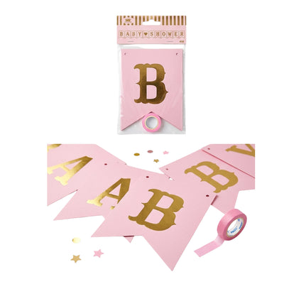 Baby Shower Letter Banner - Pink And Gold Colour - 4Mtr