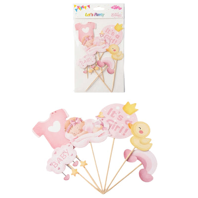 It’S A Girl - Baby Shower Cake Topper Set - 6Pcs