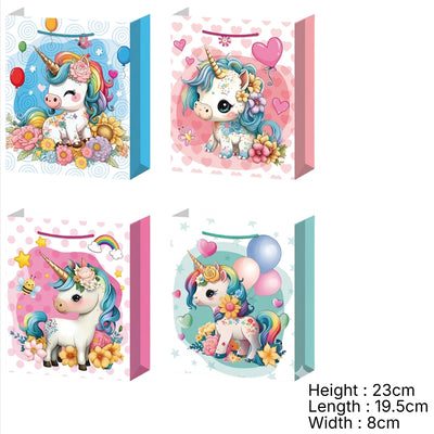 Gift Paper Bag Unicorn Theme - Assorted Colours - 23X19.5X8 Cm - 1 Pcs Only
