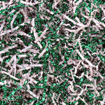 Shimmering Crinkle Cut Shredded Gift Paper Filler - Green And White