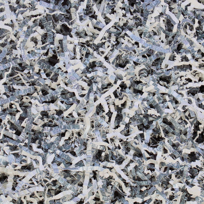 Shimmering Crinkle Cut Shredded Gift Paper Filler - Silver And White