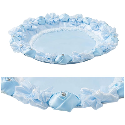 Party Decorative Round Tray - Flower Design - Light Blue Colour