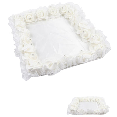 Party Decorative Square Tray - Flower Design - White Colour