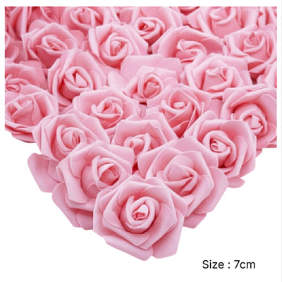 Party Decoration Artificial Foam Rose Heads - Light Pink - 7 Cm - Pack Of 6 Pcs