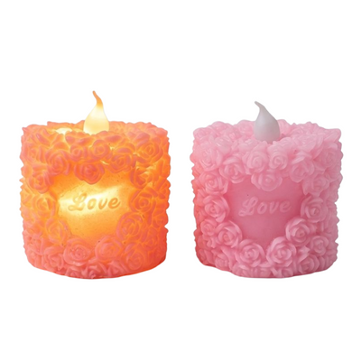 Rose - Textured Led Tea Light Candle - Plastic - Pink Colour