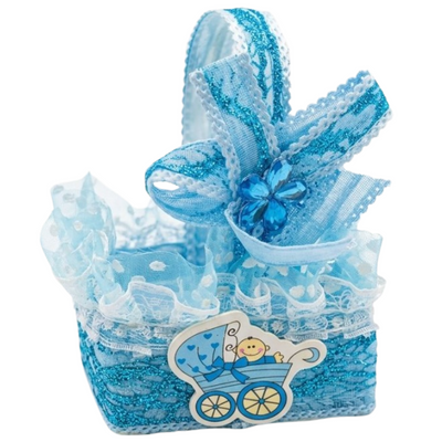 Baby Boy Shower - Charming Party Favor Mini Basket - Blue Colour