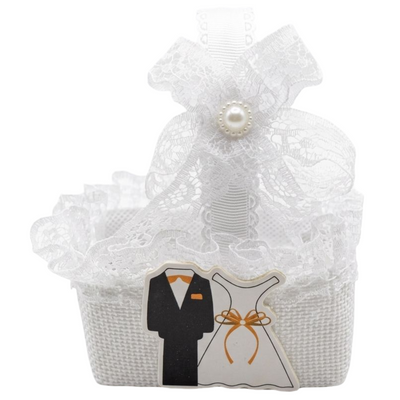 Wedding Theme Party Favor Mini Basket - White Colour
