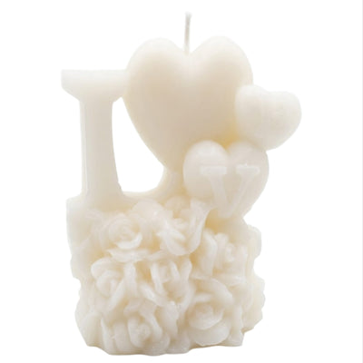 Party Decoration Love Rose Heart Shaped Candle - Creamy White - Pack Of 1 Pcs