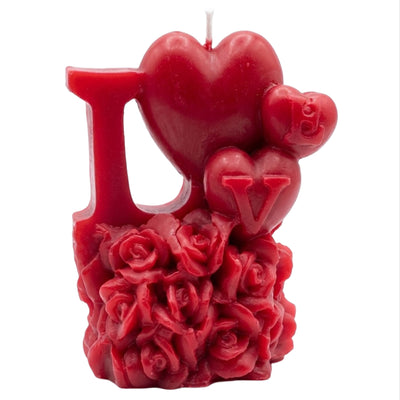 Party Decoration Love Rose Heart Shaped Candle - Red - Pack Of 1 Pcs