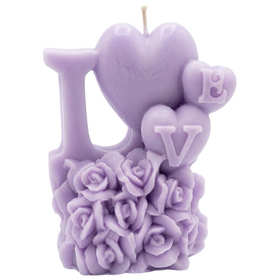 Party Decoration Love Rose Heart Shaped Candle - Light Purple - Pack Of 1 Pcs