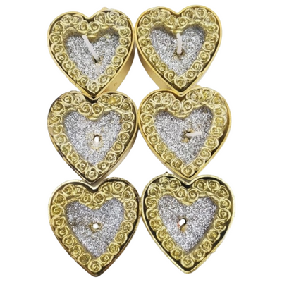 Party Decoration Heart Shaped Tea Light Candle Set - Pack Of 6 Pcs