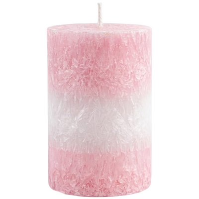 Party Decoration Fragrance Candle Shape Of Pillar Round - Pink And White - 3X2 Inch - 1 Pcs Only