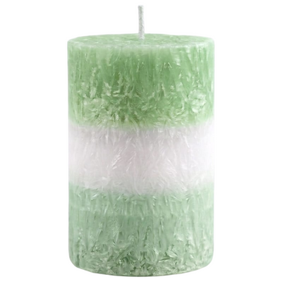 Party Decoration Fragrance Candle Shape Of Pillar Round - Green And White - 3X2 Inch - 1 Pcs Only
