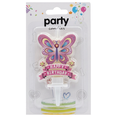 Happy Birthdy Butterfly Theme Party Celebration Cake Candle