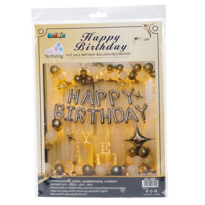 Happy Birthday Party Decoration Balloon Garland Kit - Silver And White Colour