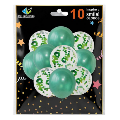 Party Decoration Balloon With Confetti Filled Transparent Balloon - Green Colour