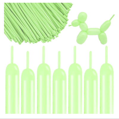 Long And Twisting Balloons For Balloon Animals - Pastel Spring Green - Pack Of 100 Pcs