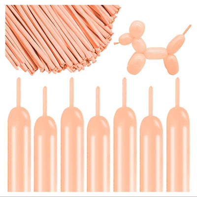 Long And Twisting Balloons For Balloon Animals - Pastel Peach - Pack Of 100 Pcs