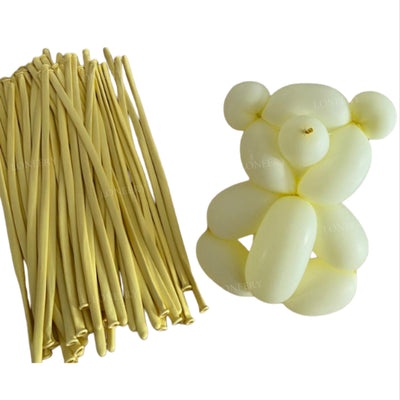 Long And Twisting Balloons For Balloon Animals - Light Yellow - Pack Of 100 Pcs