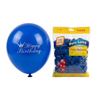 Happy Birthday Printed Balloon - Blue Colour - (Pack Of 100Pcs)