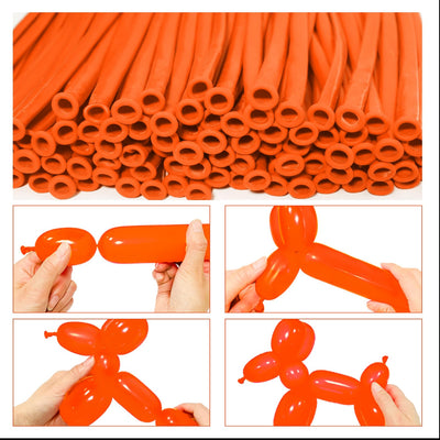 Long And Twisting Balloons For Balloon Animals - Orange - Pack Of 100 Pcs