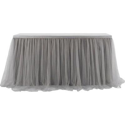 Tulle Fabric Party Decoration Table Skirt - Gray - 45.7 M