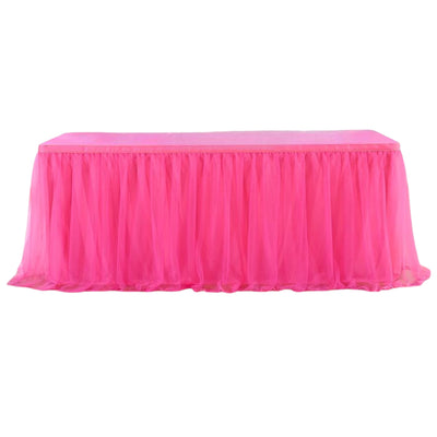 Tulle Fabric Party Decoration Table Skirt - Hot Pink - 45.7 M