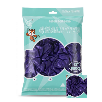 Party Decoration Latex Metallic Balloon - Dark Purple Colour - (Pack Of 100Pcs)