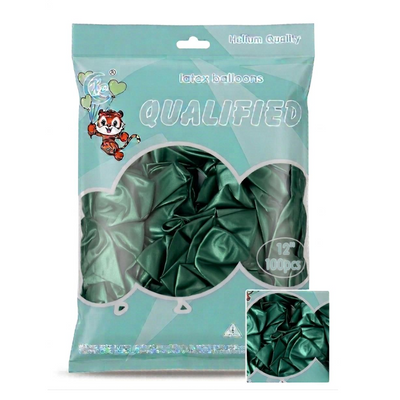 Party Decoration Latex Metallic Balloon - Dark Green Colour - (Pack Of 100Pcs)