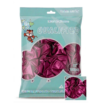 Party Decoration Latex Metallic Balloon - Magenta Colour - (Pack Of 100Pcs)