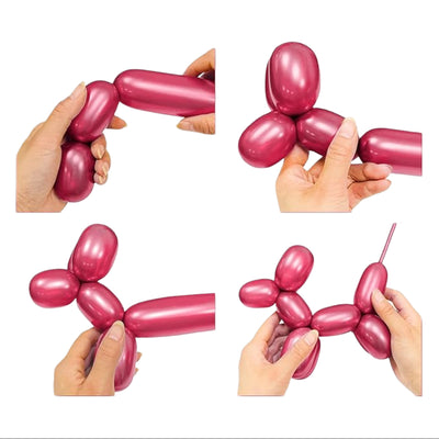 Long And Twisting Balloons For Balloon Animals - Metallic Fuchsia - Pack Of 100 Pcs