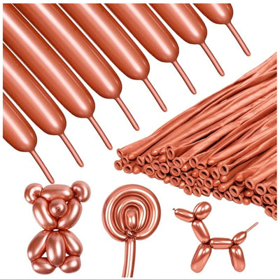 Long And Twisting Balloons For Balloon Animals - Metallic Copper - Pack Of 100 Pcs
