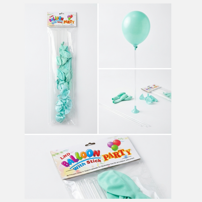 Party Decoration Balloon With Stick - Pastel Green Colour - 12Pcs Set