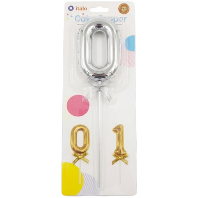 Cake Decoration 0 Number Metallic Cake Topper - Silver Colour