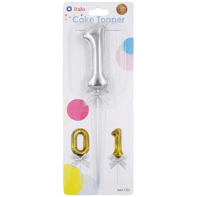 Cake Decoration 1 Number Metallic Cake Topper - Silver Colour