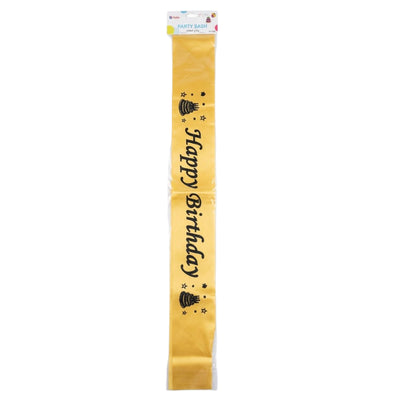 Happy Birthday Party Sash With Cake Printed -Gold Colour