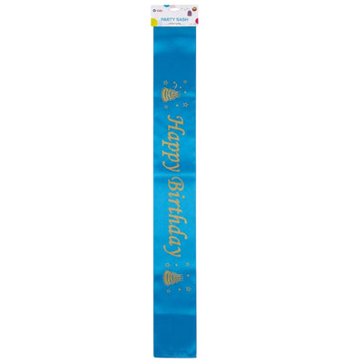 Happy Birthday Party Sash With Cake Printed -Blue Colour