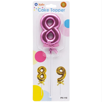 Cake Decoration 8 Number Metallic Cake Topper - Pink Colour