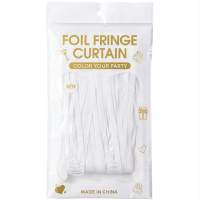 Foil Fringe Curtain For Party Decoration - Rain Curtain - White Colour