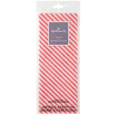 Hallmark Gift Wrapping Tissue Paper Red And White Stripe Pattern - Pack Of 6 Sheets - 19.75X20 Inches