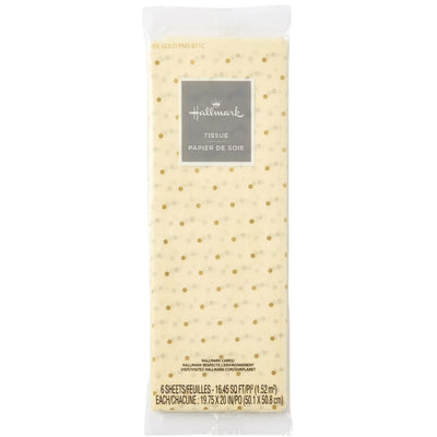 Hallmark Gift Wrapping Tissue Paper Gold Dot Pattern - Pack Of 6 Sheets - 19.75X20 Inches