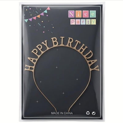 Happy Birthday Party Headband - Party Tiara - Gold
