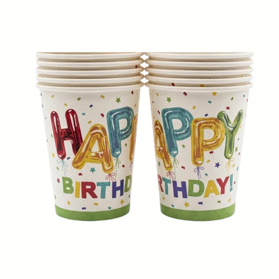 Happy Birthday Star Printed Disposable Party Cup - Pack Of 10 Pcs