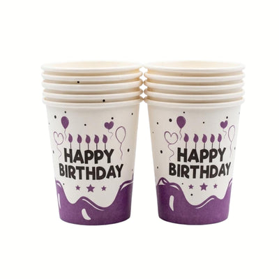 Happy Birthday Balloon Theme Disposable Party Cup - Pack Of 10 Pcs