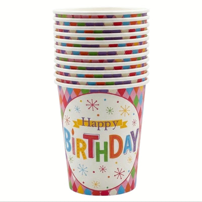 Happy Birthday Snowflake Design Disposable Party Cup - Pack Of 10 Pcs