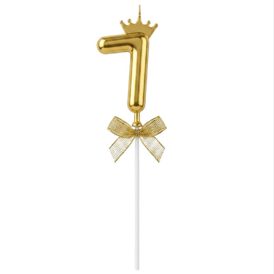 Cake Decoration Topper 7 Number With Crown - Gold Colour