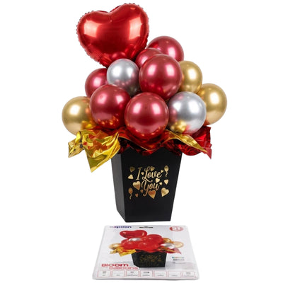 I Love You Theme Bloom Balloon Kit - Black And Red - 31 Pcs Set